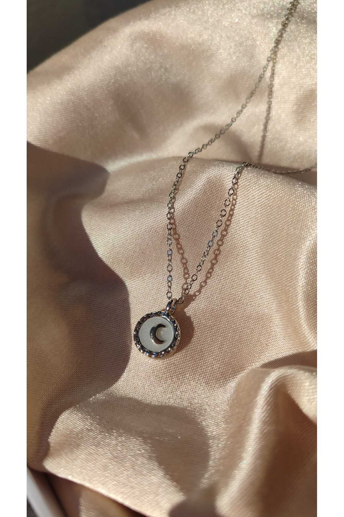 Pure Accessories SEDEFLİ AY ÇELİK KOLYE