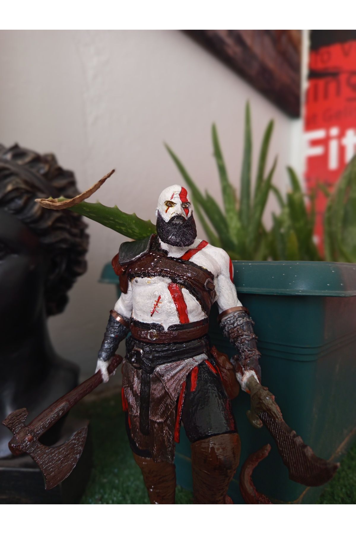 3DLİ God of War Kratos Aksiyon Figürü 21 cm Detaylı Koleksiyonluk Heykel