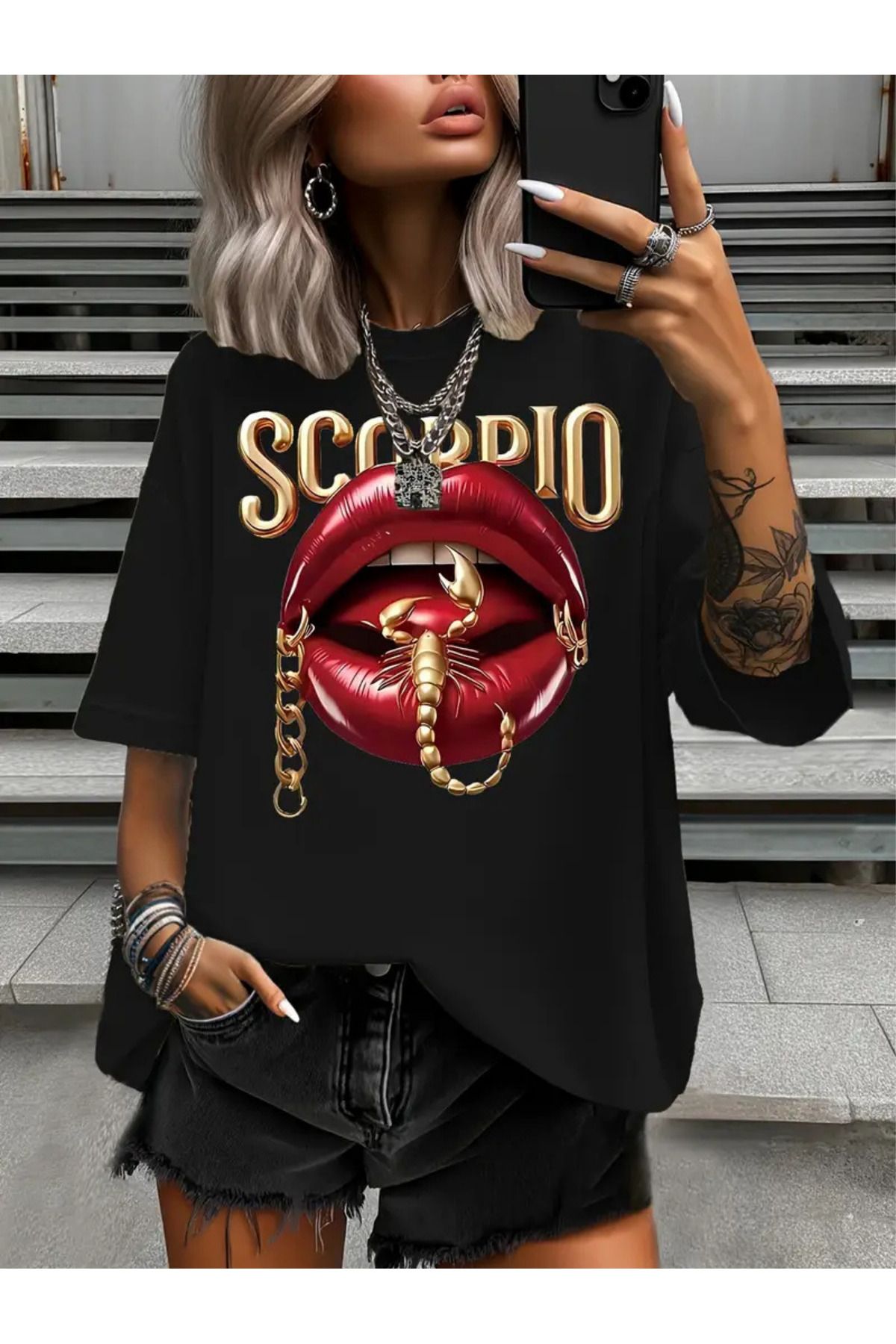 FUFLUNS SCORPİO BASKILI OVERSİZE TİŞÖRT