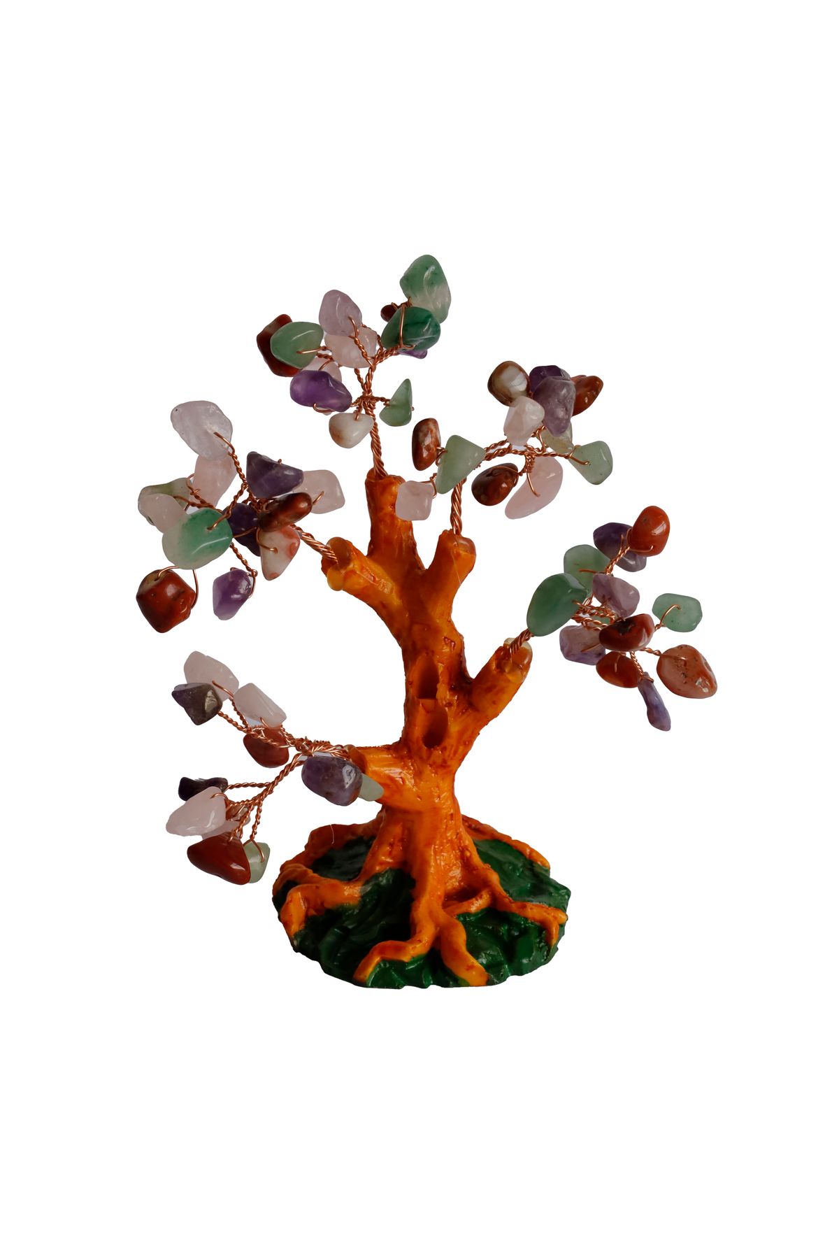 taru pasaj Karışık Doğal Taşlı Hayat Ağacı Biblo - 16x14 cm El Yapımı Enerji Dekoru