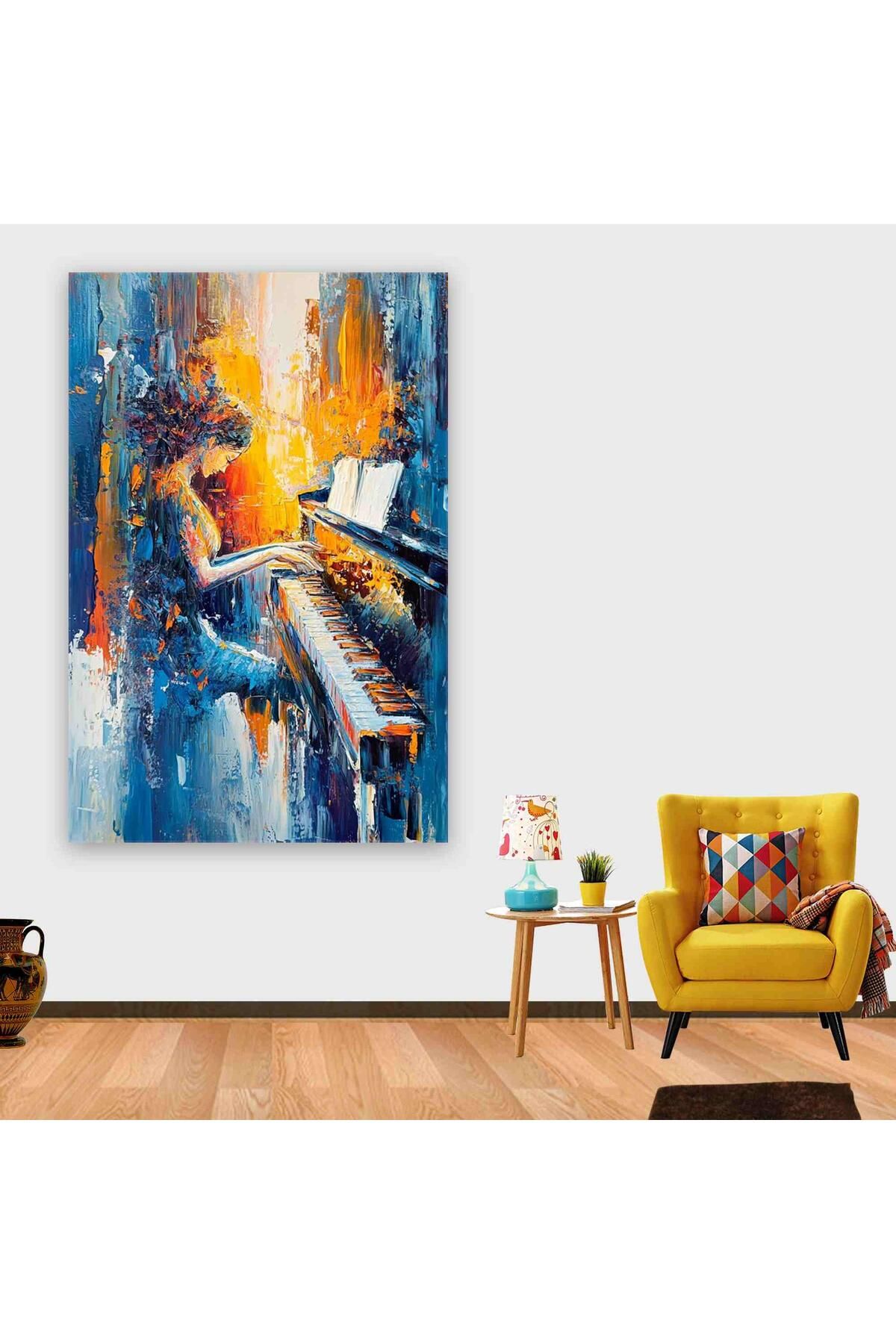 Ritmo Canvas Piyano Çalan Kadın Kanvas Tablo