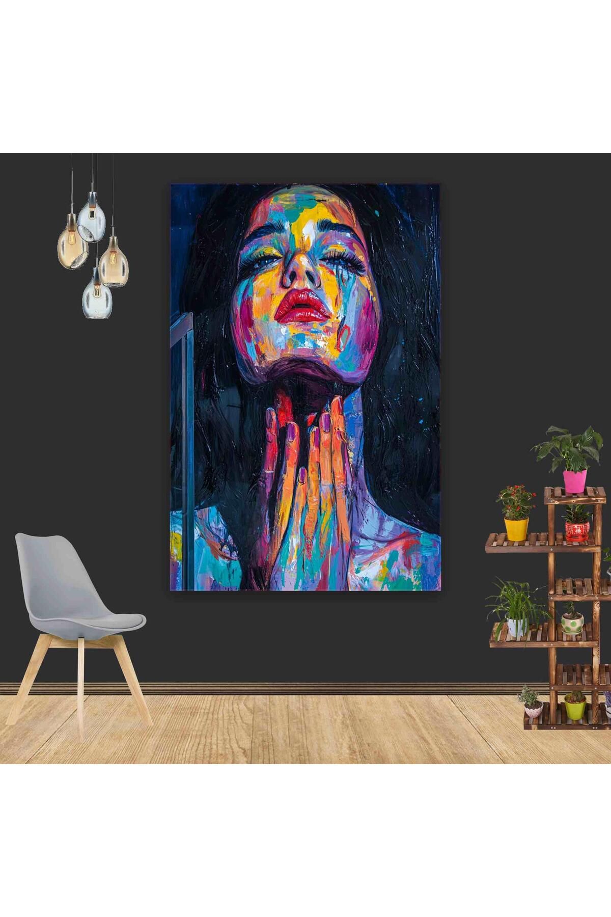 Ritmo Canvas Soyut Renkler Üzerine Kadın Portresi 1 Kanvas Tablo