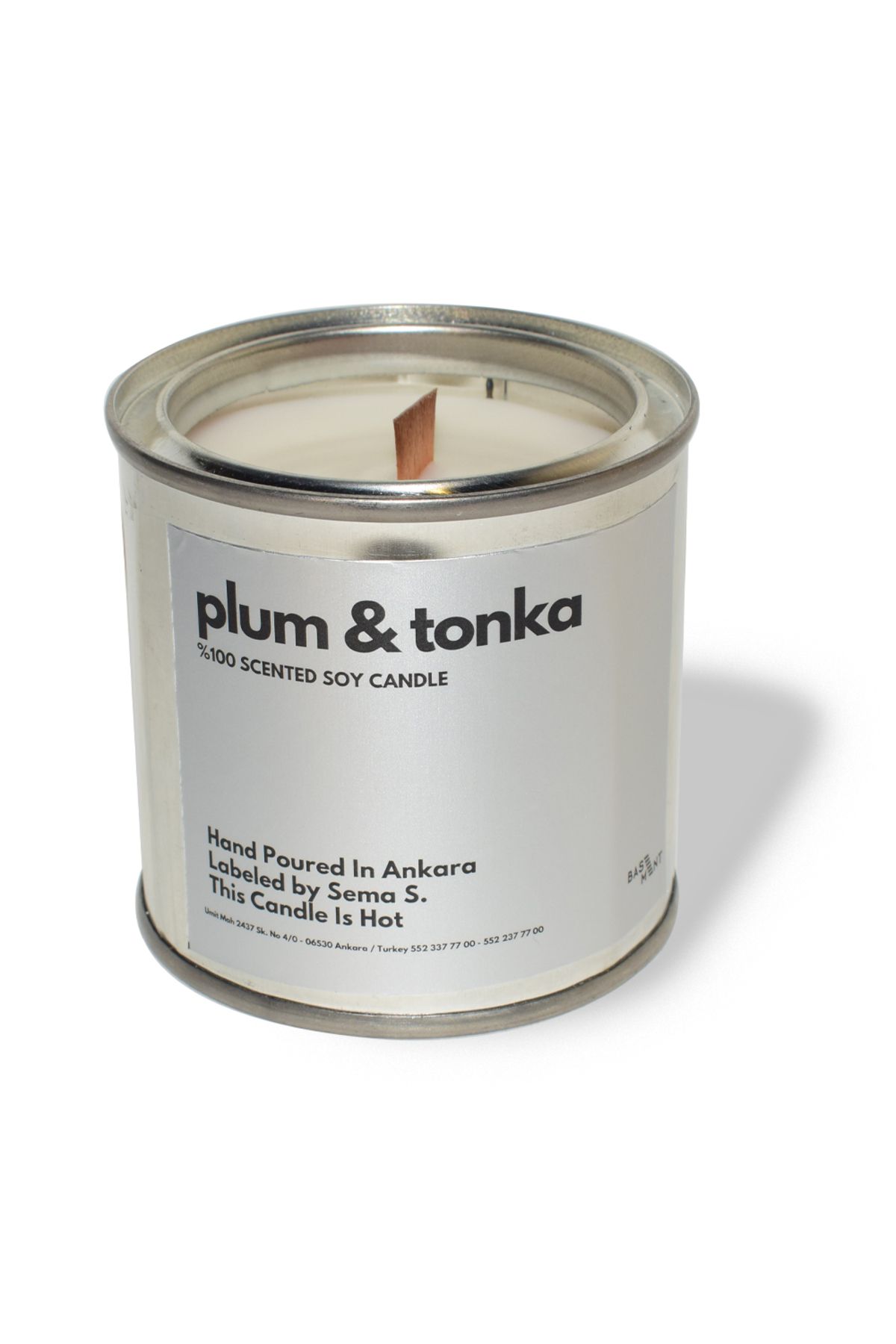 Basement Atellier Metal Kapta Esanslarla Zenginleşen Dekoratif Soya Mum : 280 gr : Plum & Tonka