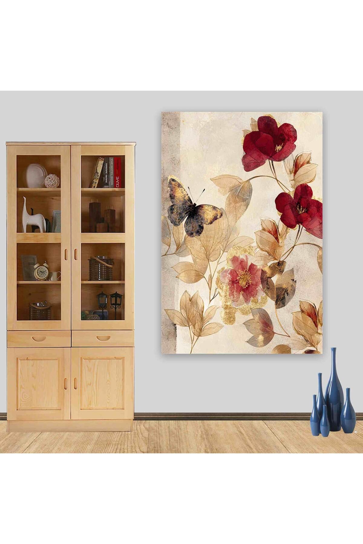Ritmo Canvas Dekoratif Gelincikler ve Kelebek Kanvas Tablo
