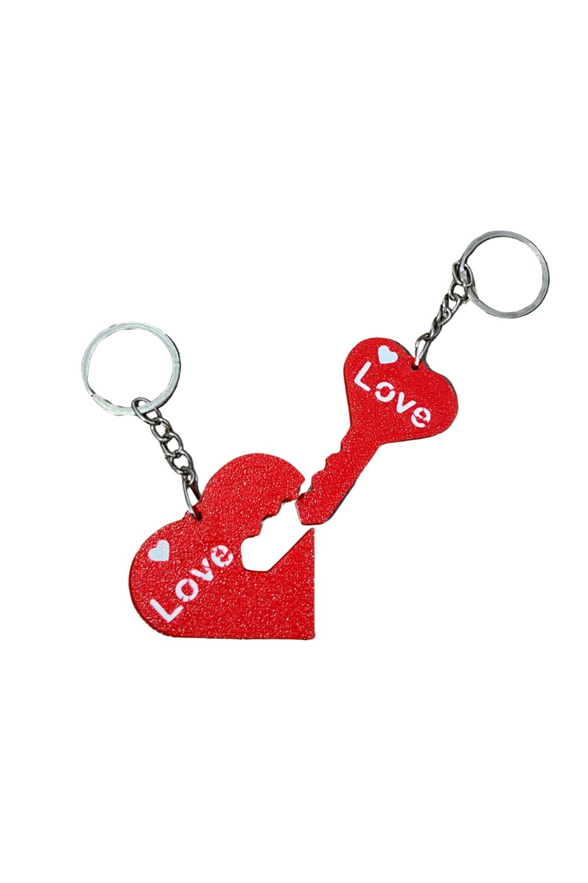 Olgun GiftShop Love Yazılı Kalpli Anahtarlık Çiftlere Özel Tasarım 3 Boyutlu