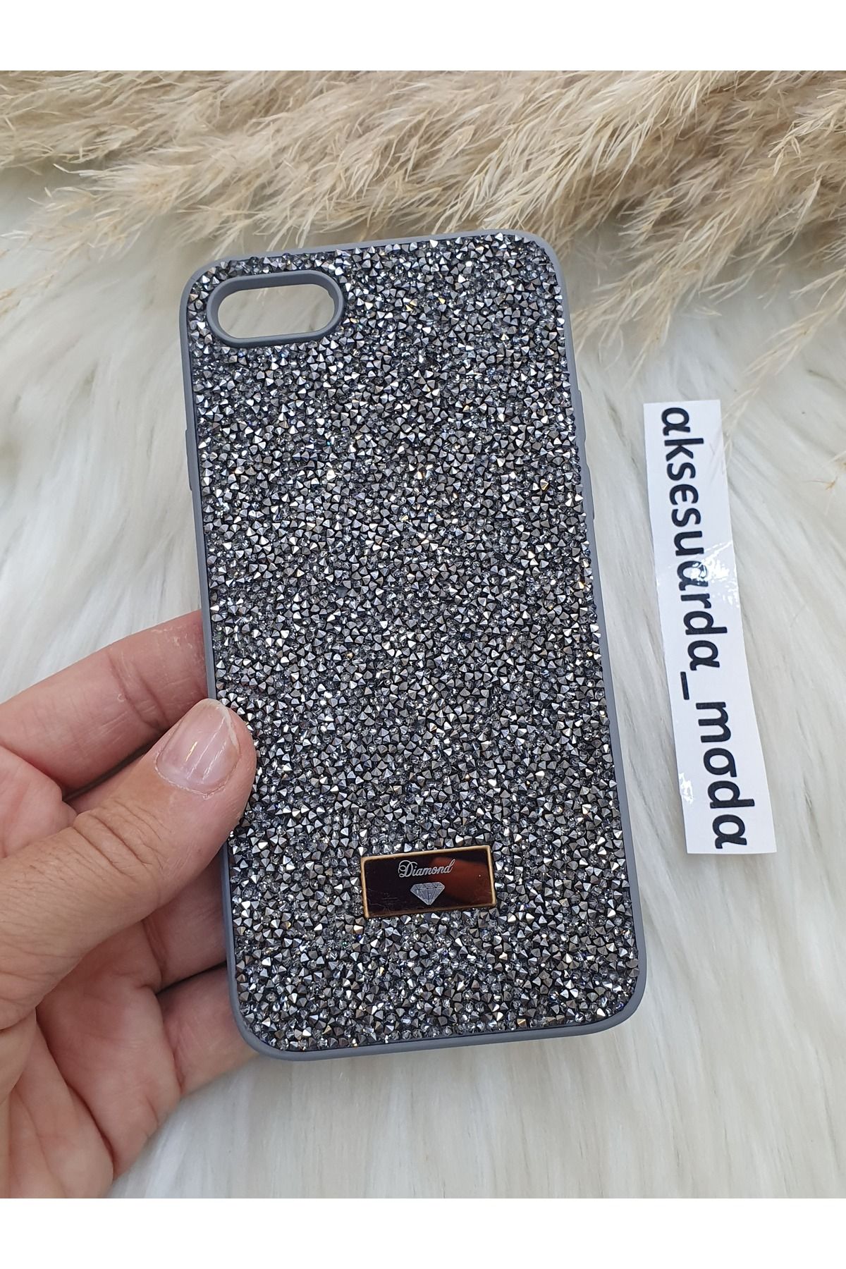 ZB Aksesuarda Moda İphone 7 - 8 - SE Uyumlu Swrovski Taşlı Lüks Markalı Kılıf