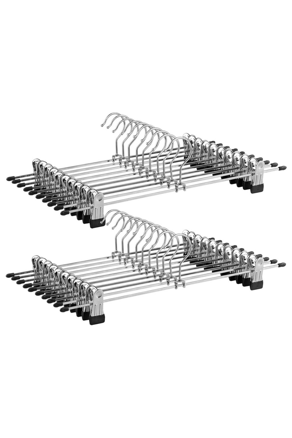 ASTERA Metal Pantolon Askısı 20'li - Kaymaz, Krom Kaplama, 40x10.5 cm