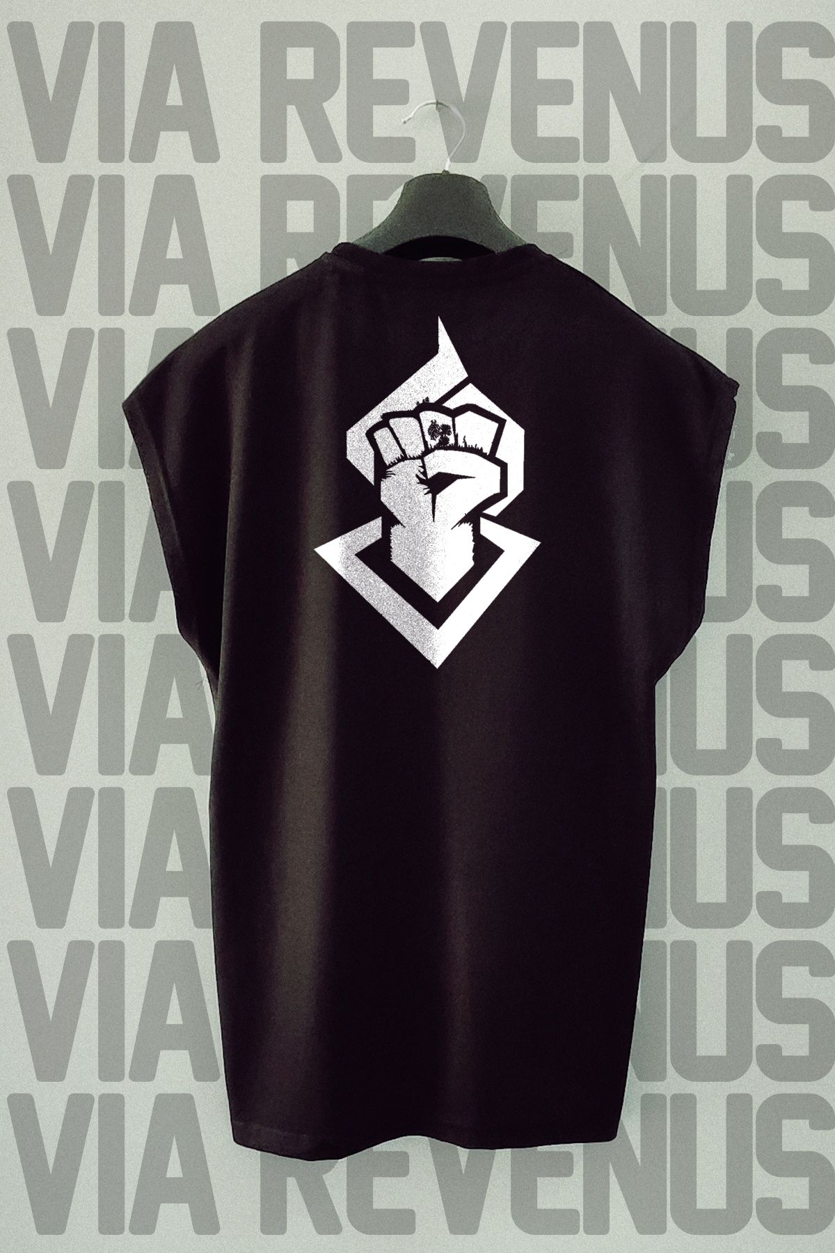 Vordevia Yumruk Sırt Baskılı Sıfır Kollu Bisiklet Yaka Spor Tshirt