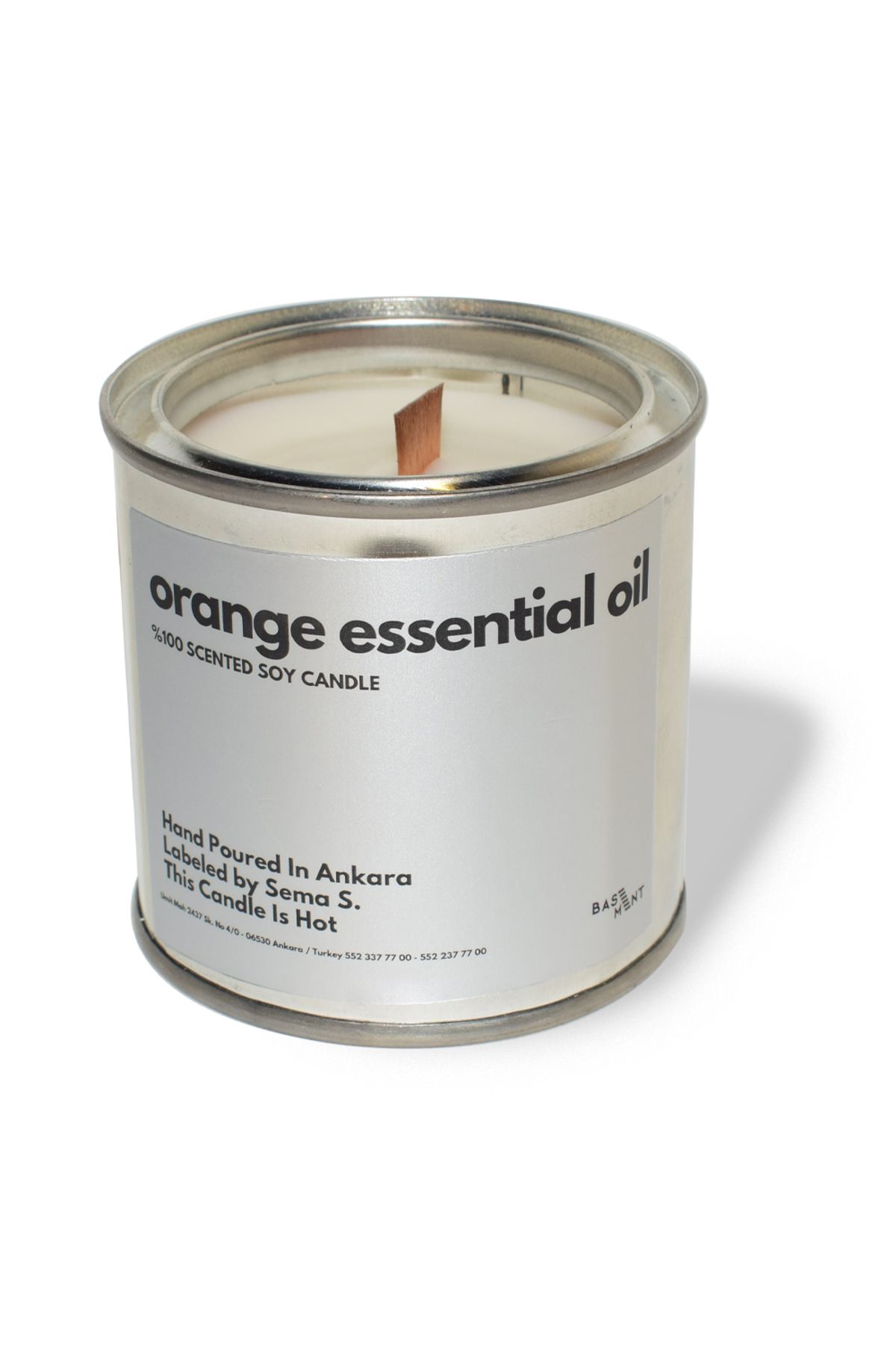 Basement Atellier Metal Kapta Esanslarla Zenginleşen Dekoratif Soya Mum : 280 gr : Orange Essential Oil