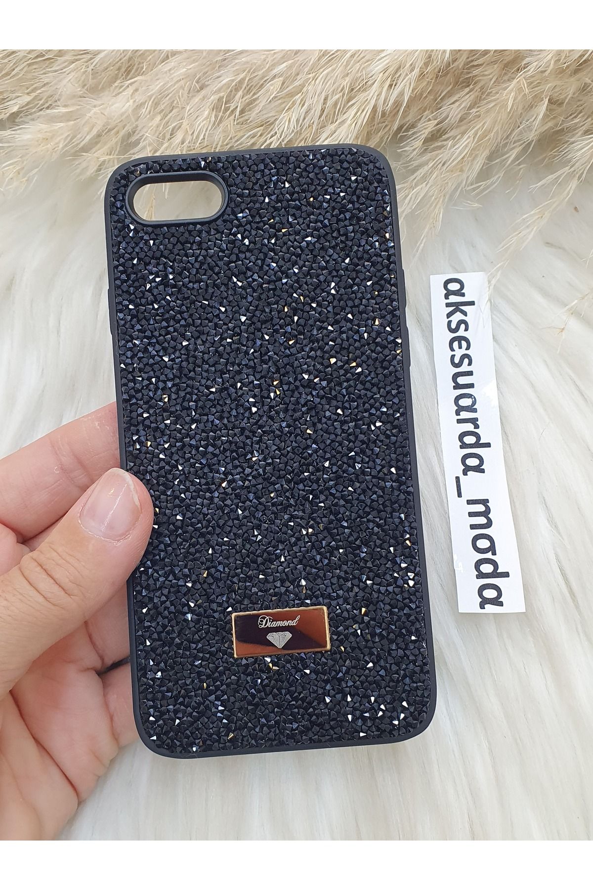 ZB Aksesuarda Moda İphone 7 - 8 - SE Uyumlu Swrovski Taşlı Lüks Markalı Kılıf
