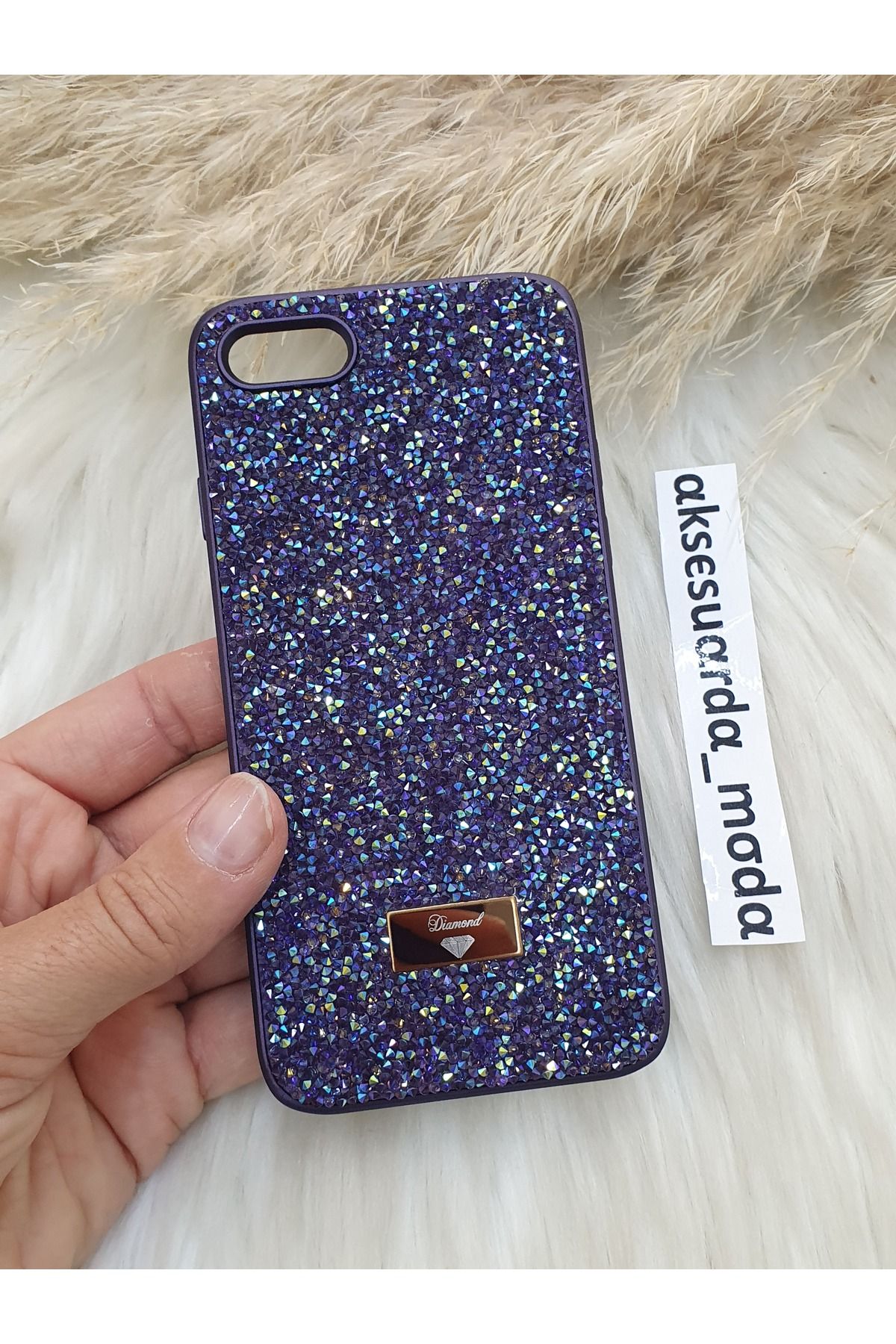ZB Aksesuarda Moda İphone 7 - 8 - SE Uyumlu Swrovski Taşlı Lüks Markalı Kılıf