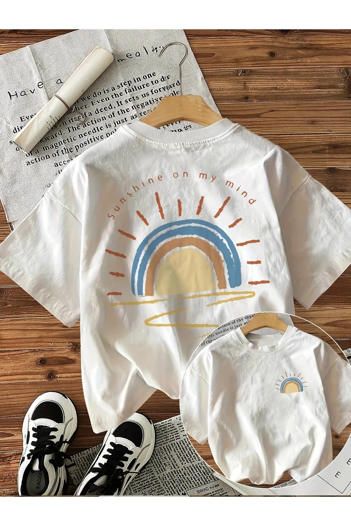 LEIVOR Sunshine Pastel Tasarım Baskılı Kadın Pamuk T-shirt