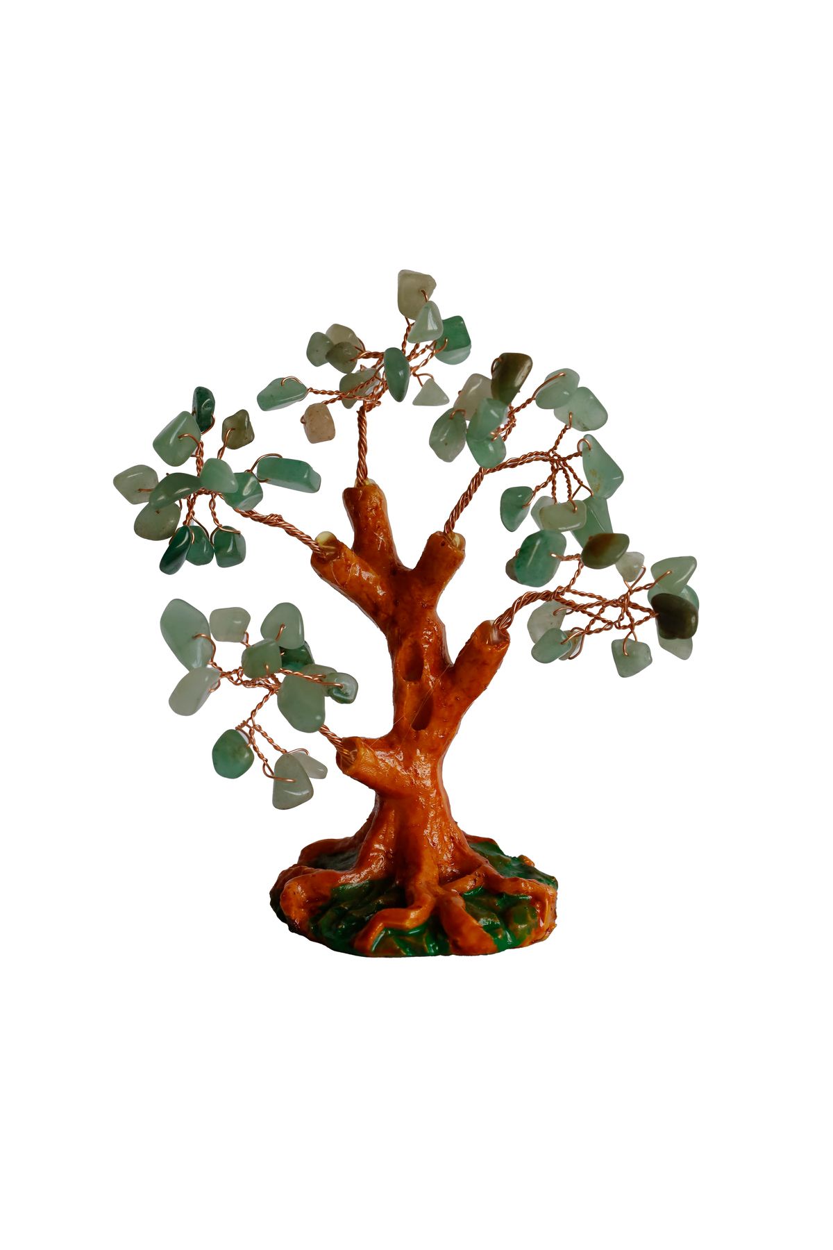 taru pasaj Doğal Yeşim Taşlı Hayat Ağacı - El Yapımı Feng Shui Dekor (16x14 cm)