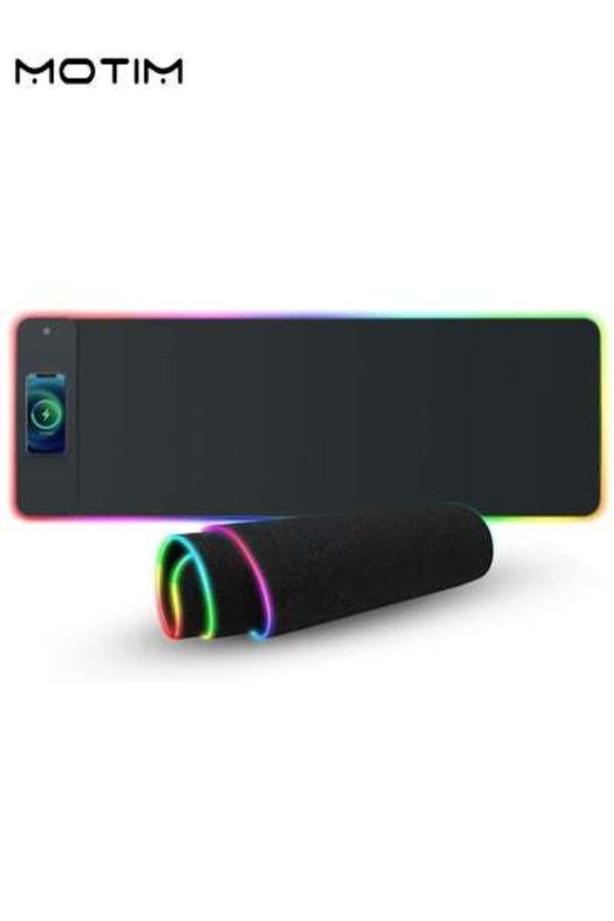 MOTIM-Gaming Mouse Pad with Wireless Fast Charge 15W LED Mouse Mat Non-Slip Rubber Base Extended MousePad 3