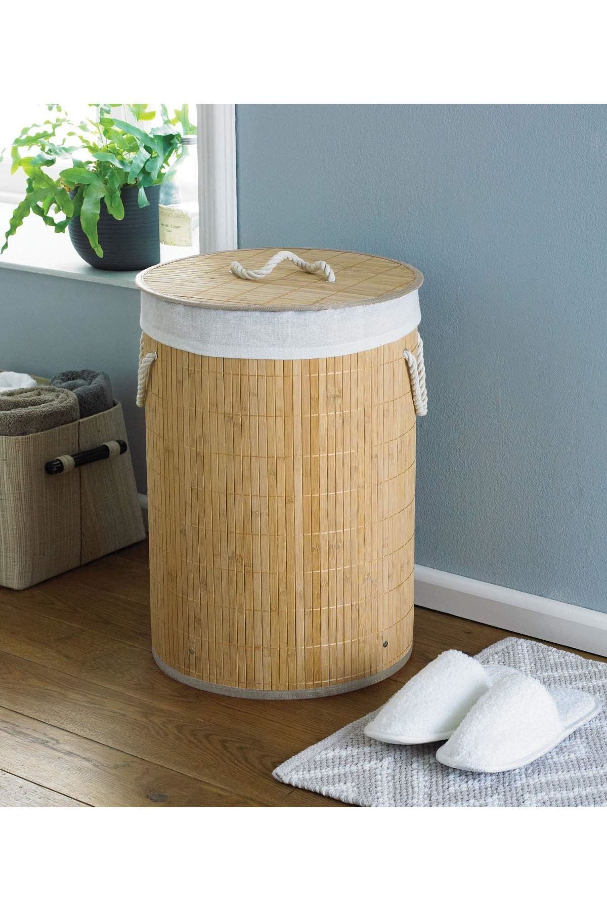 CONAHOME DecoHandy Yuvarlak Bambu Kirli Sepeti