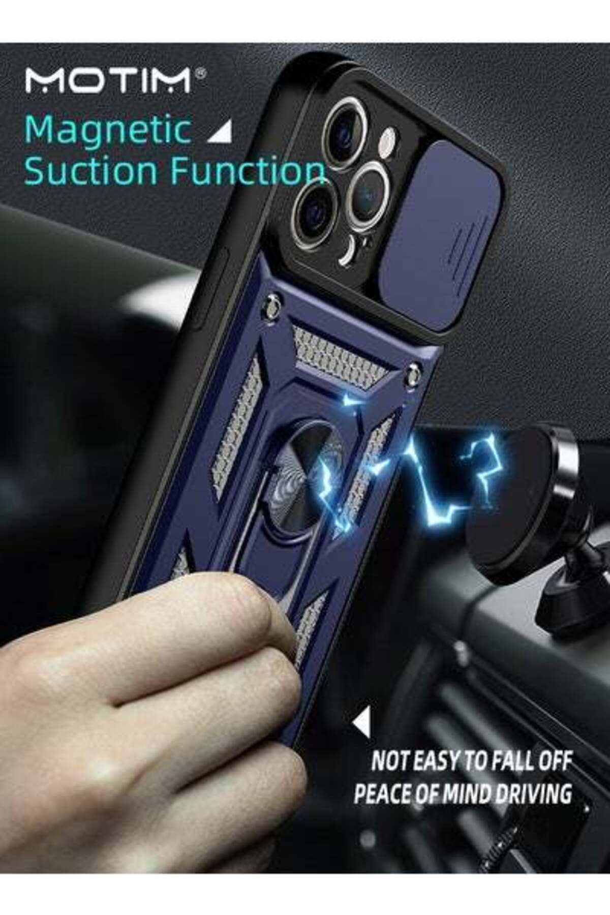 MOTIM-غلاف iPhone 15 Armor مع غطاء كاميرا منزلق وحامل، غلاف هاتف iPhone 15 مع حامل 4
