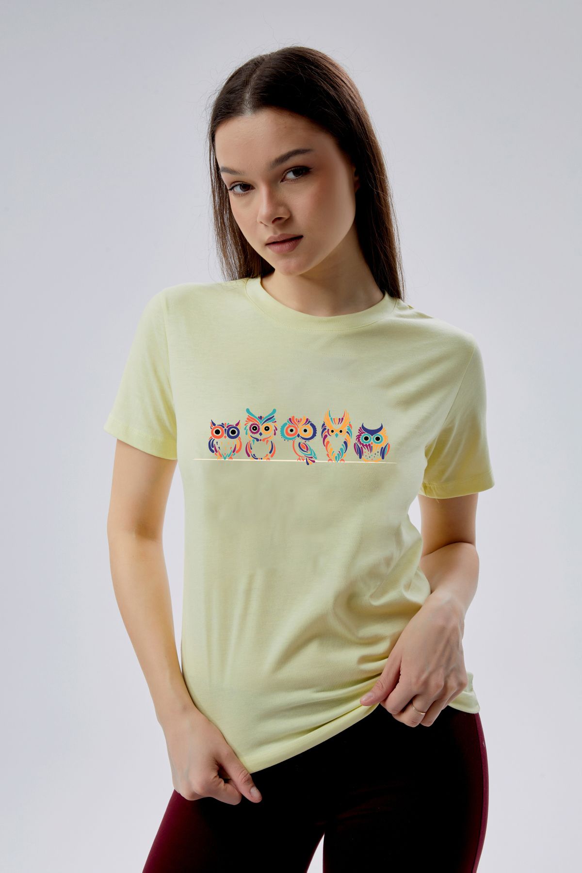 Kurun's Collection Baykuşlar Baskılı Kısa Kol Pamuklu Tshirt