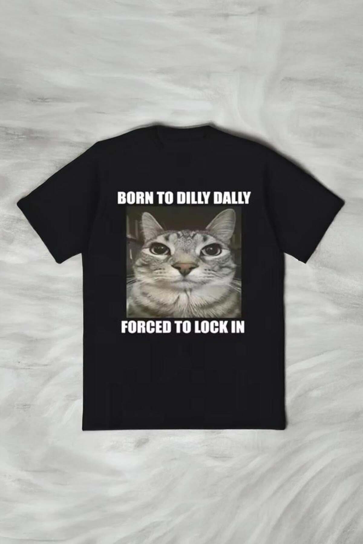Karakedi Forced To Lock Cat Memes Unisex Siyah Tshirt