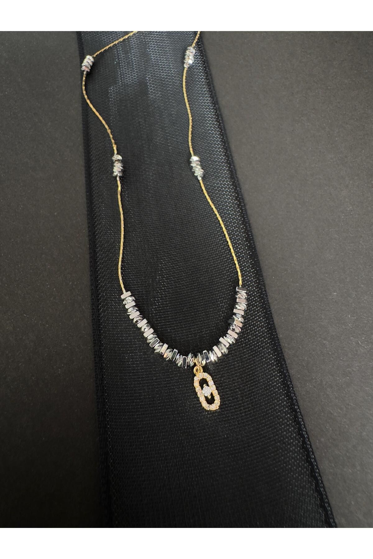 Tasarım Altın Kaplama Çıtır Kolye Gold & Silver