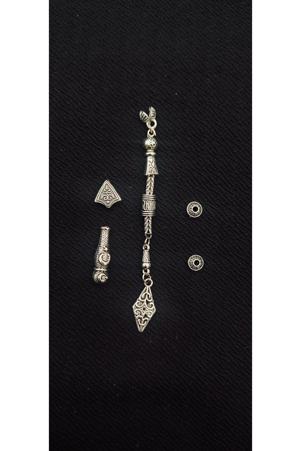 QELA COLLECTION Tesbih Yapım & Tamir Seti – 5 Adet Gümüş Görünümlü Tesbih Malzemesi– 5 adet tesbih yapabilirsiniz
