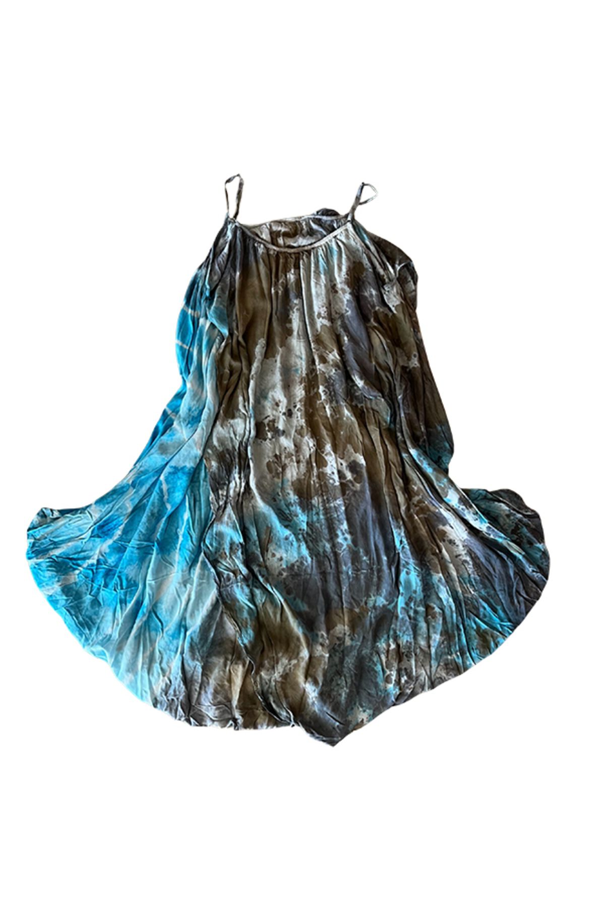 Büyük Hanım Batik Viskon Modern Tarz Kelebek Elbise