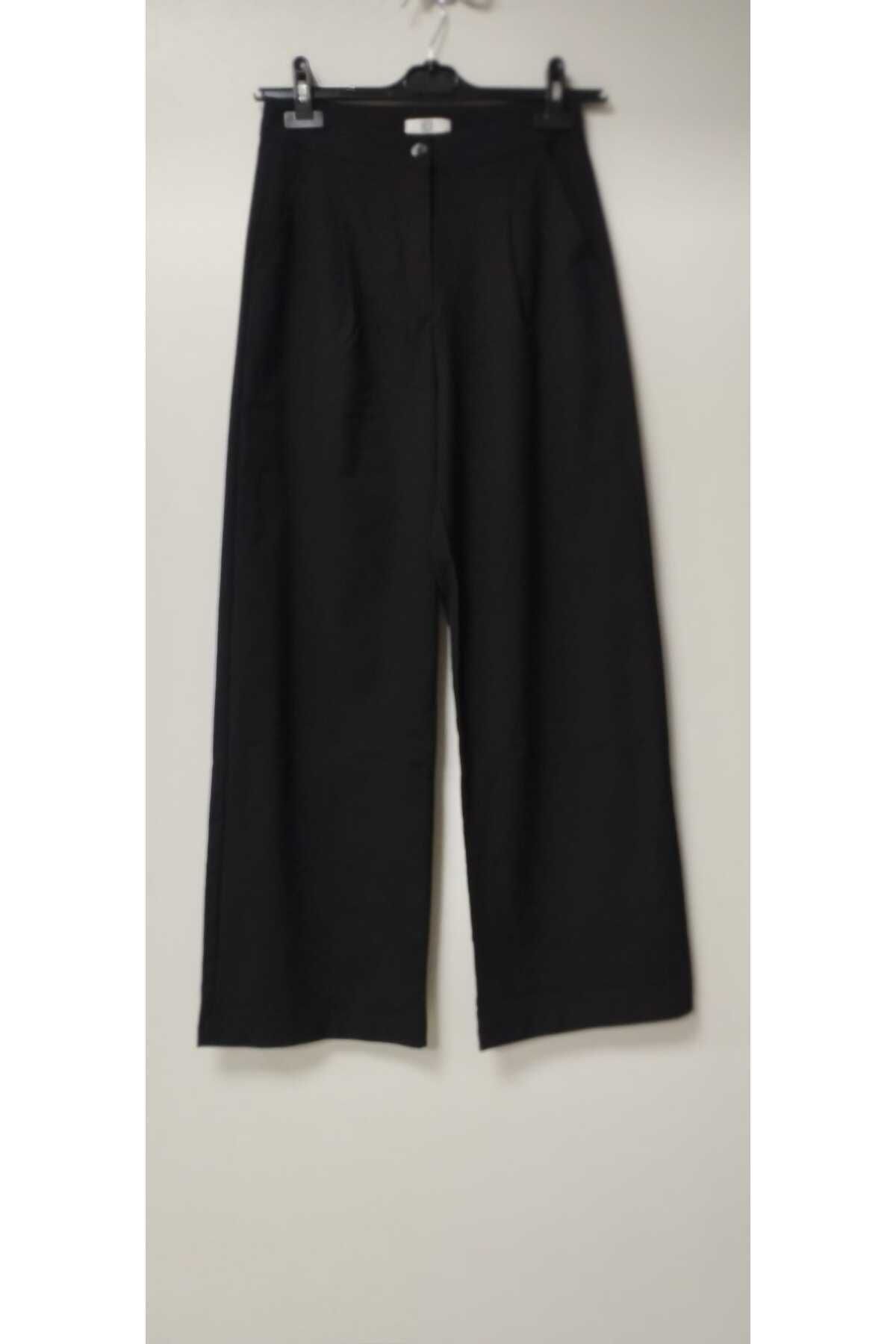 i8 Denim Palazzo Siyah Kumaş Pantolon