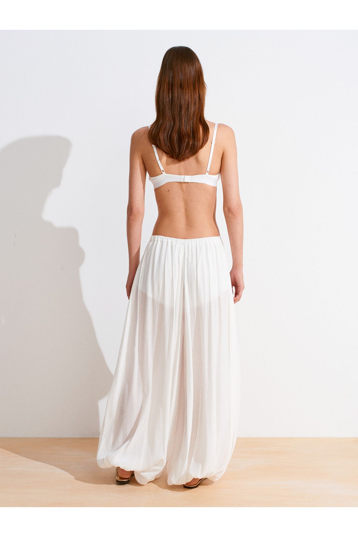 Dilvin-72137 Balloon Trousers-White 2