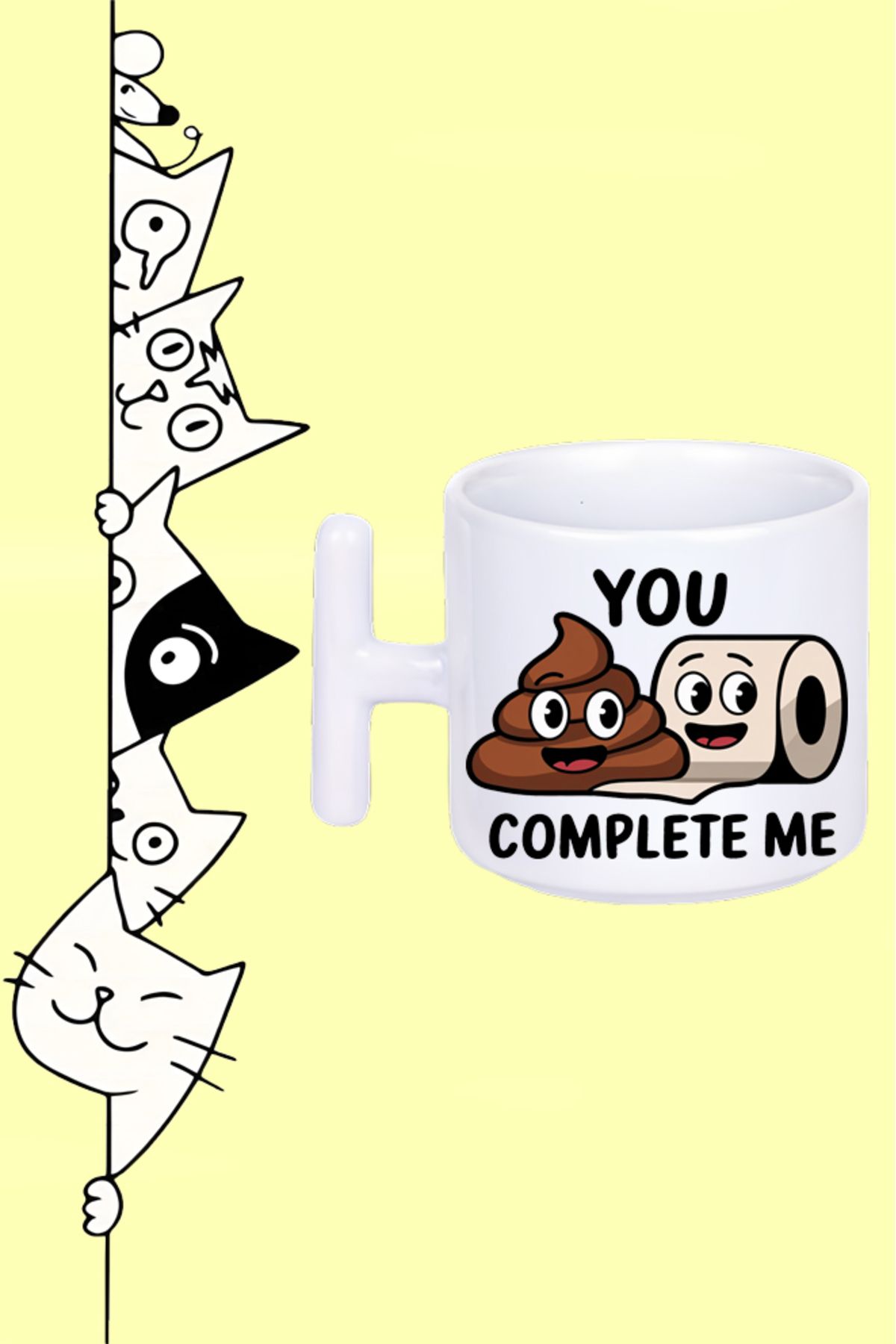 Olympus plus YOU COMPLETE ME BFF BENİ TAMAMLADIN KAKA PEÇETE BEST FRİENDS TASARIM BASKILI BEYAZ T SAP KUPA BARDAK
