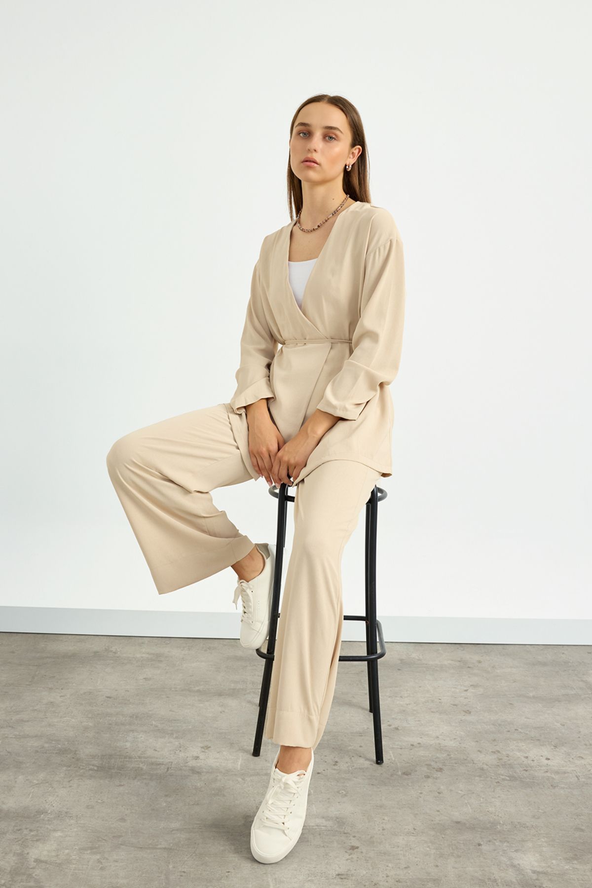 Birgül Bektaş-Beige Kimono Set 6