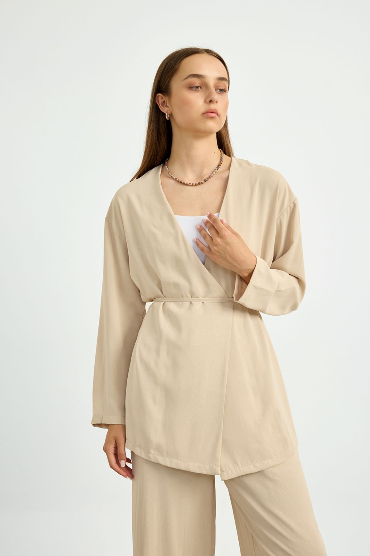 Birgül Bektaş-Beige Kimono Set 7