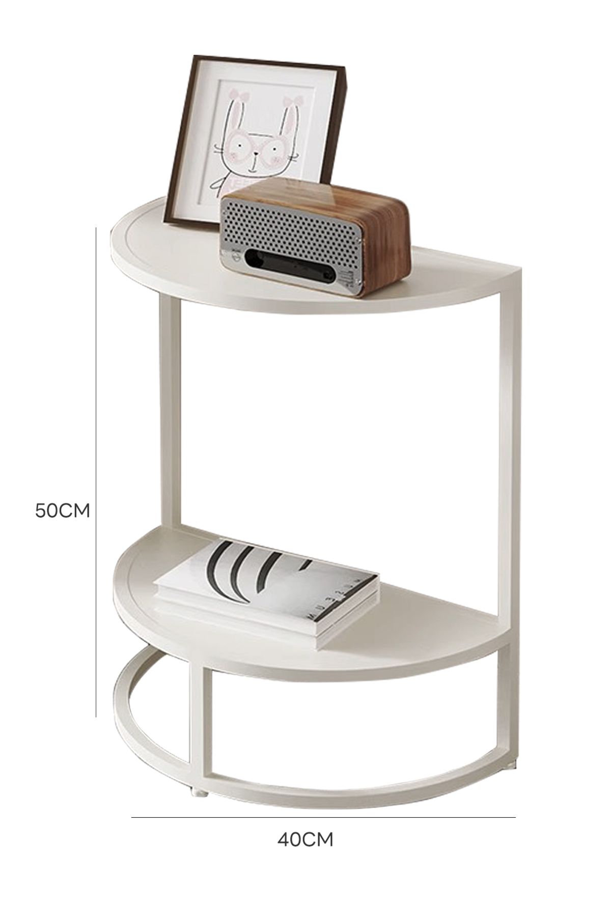 sharpdo-Modern Simple Semicircular Side Table for Bedroom, Double-Layer Storage Light Luxury Side Table 7