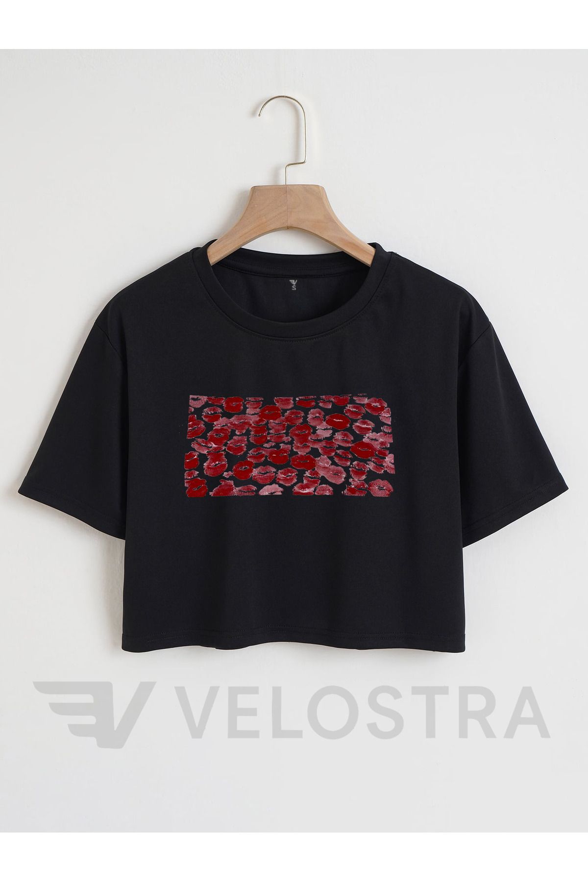 Velostra Kadın Öpücük Baskılı Crop