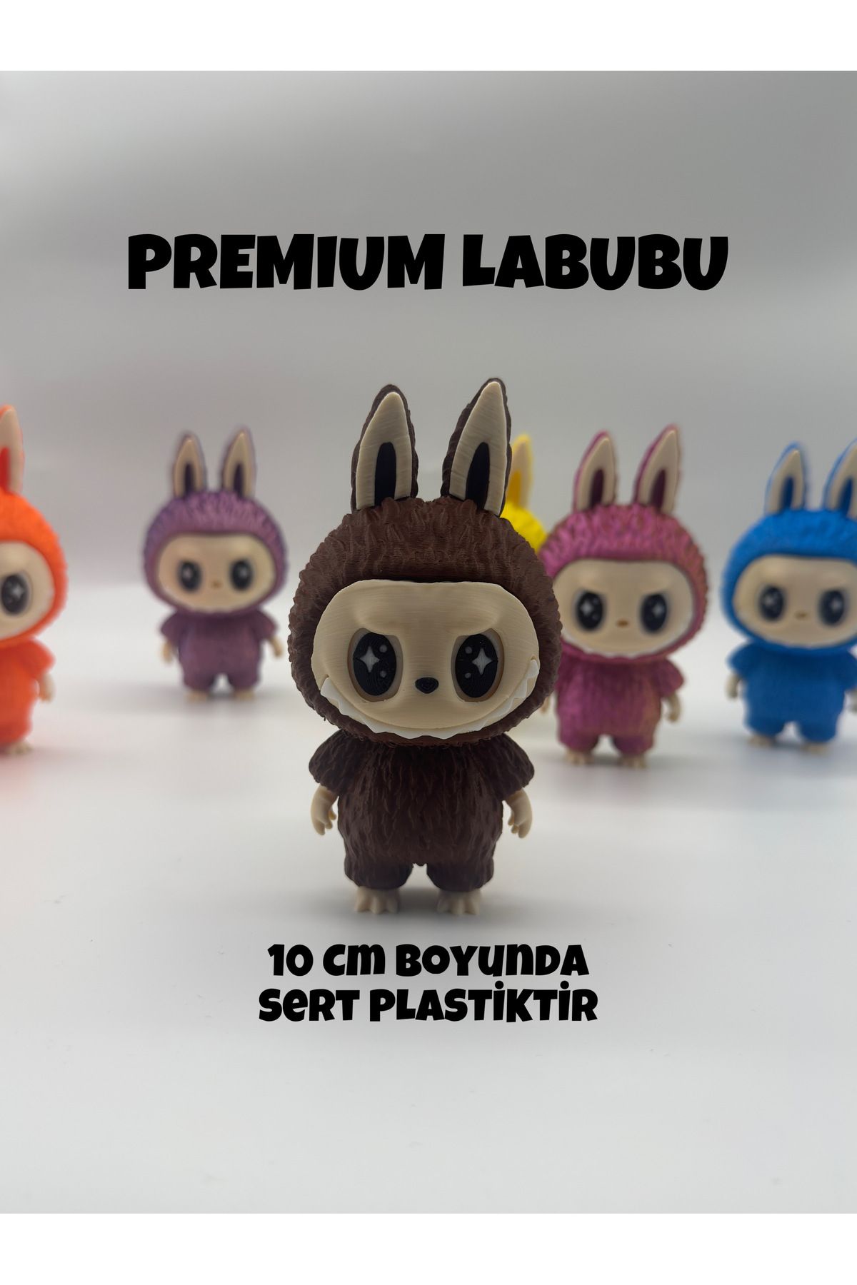 ThreeDesignStore Labubu Figür Oyuncak Kahverengi 10 Cm Sert Plastik