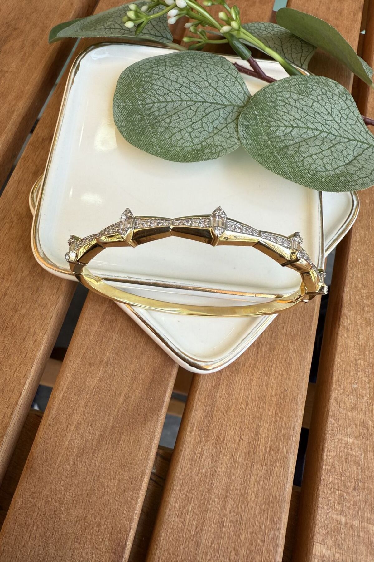 My Joyas Design 14K Altın Kaplama Kenarları Çıkıntılı Geometrik Bilezik