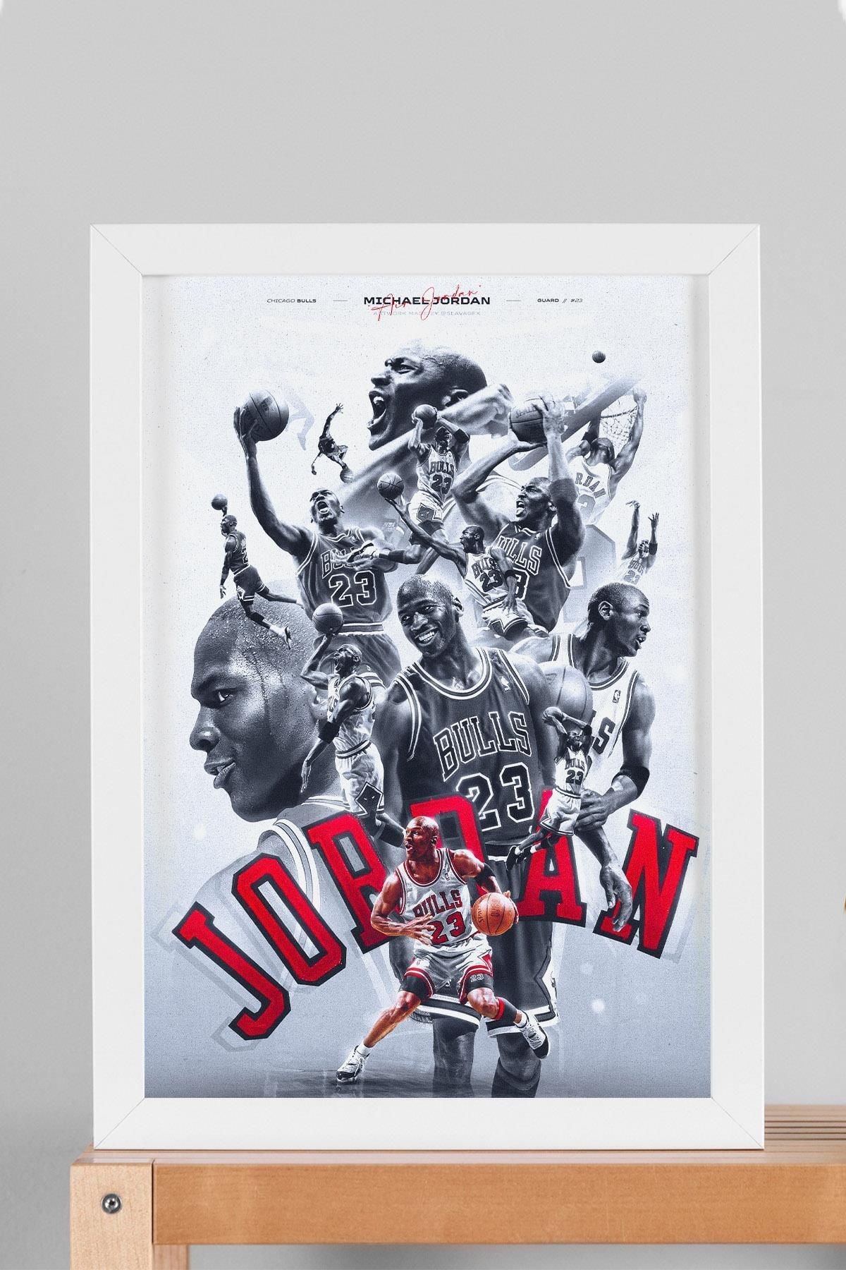 Saturn Michael Jordan Çerçeveli Tablo - Basketbol NBA Posteri Tablo