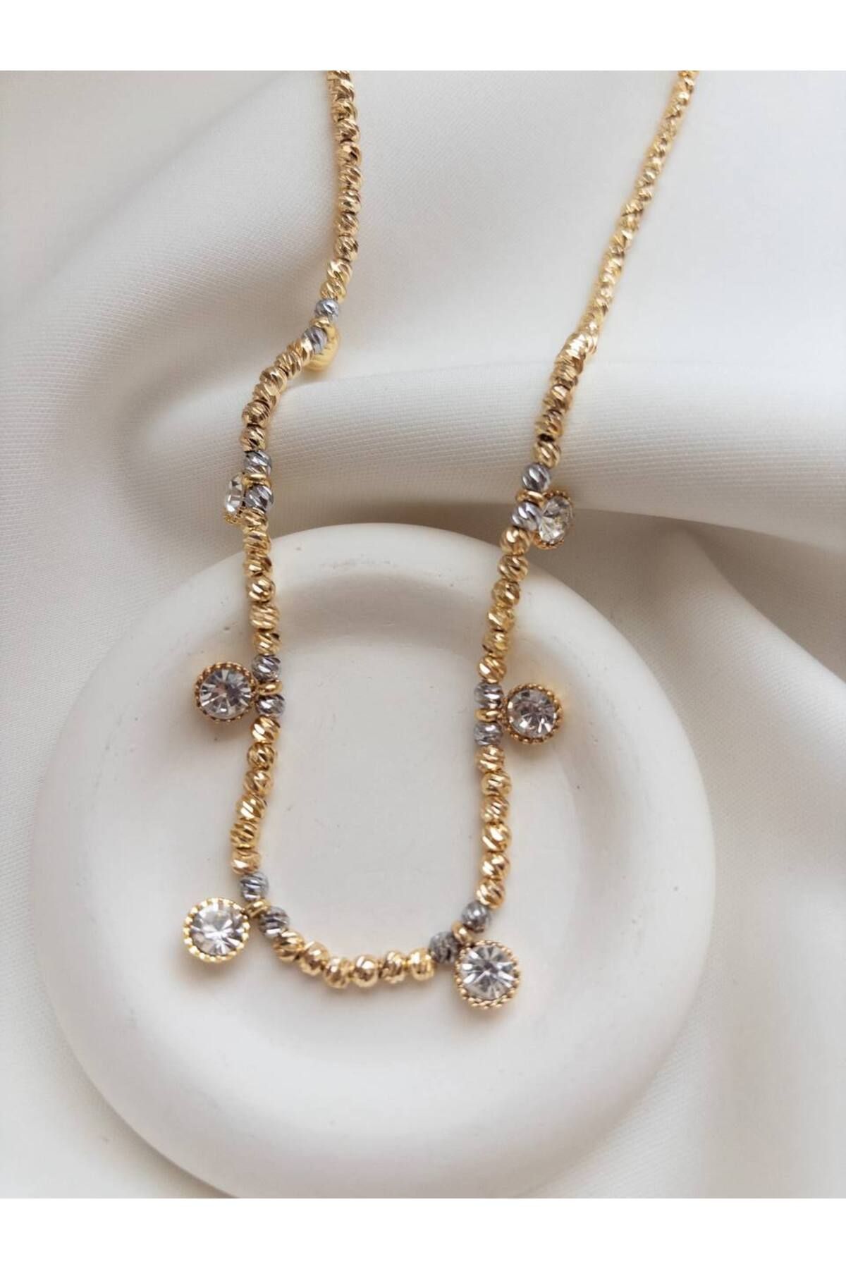 Minne Jewelry-Accessory Dorika Kolye - Altın Renk Dorika Kolye - Taşlı Dorika Kolye