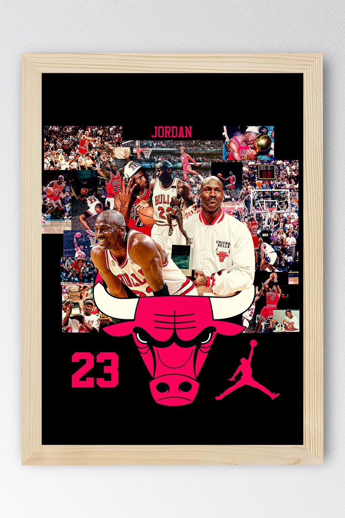Saturn Michael Jordan Çerçeveli Tablo - Chicago Bulls NBA Posteri Tablo