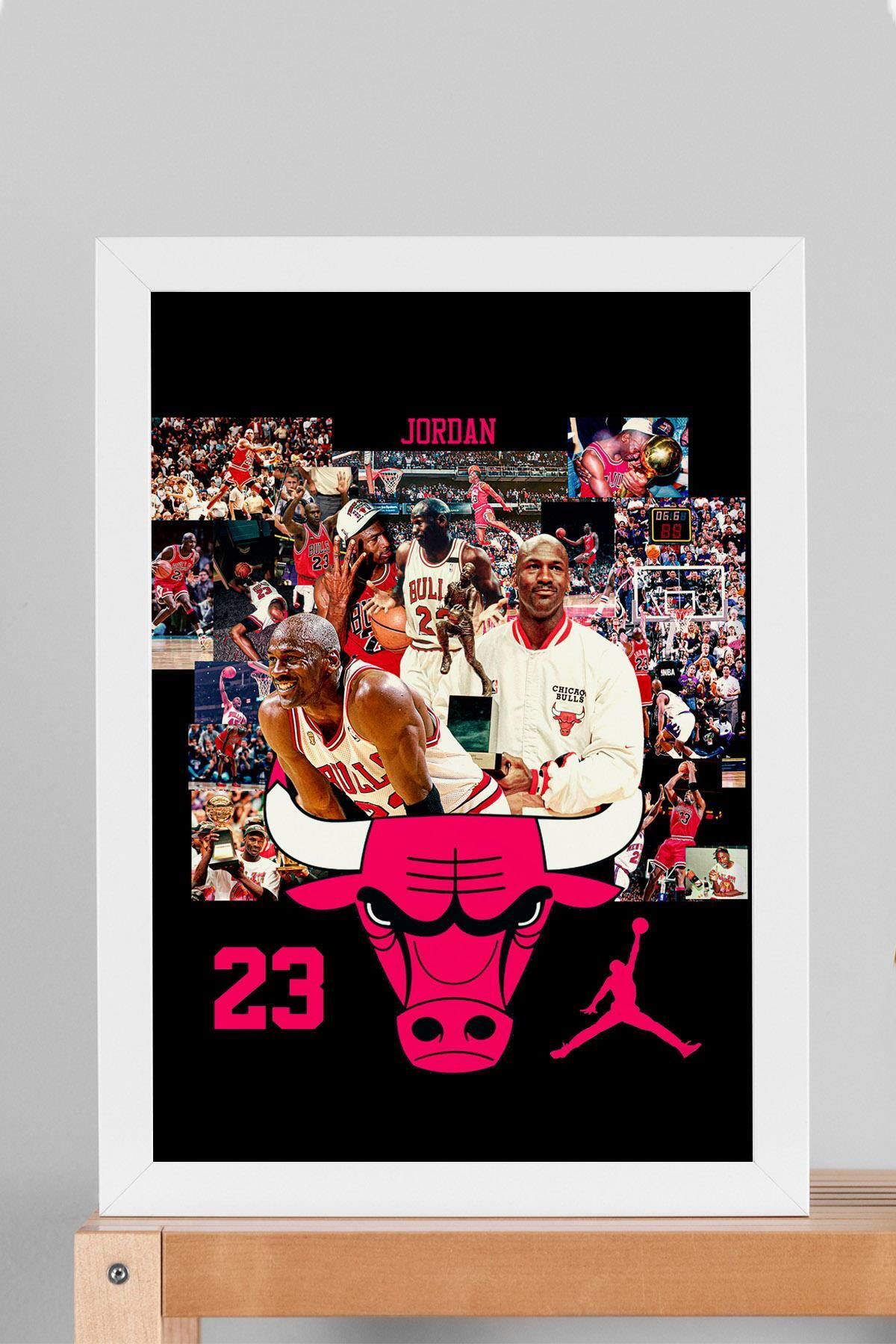 Saturn Michael Jordan Çerçeveli Tablo - Chicago Bulls NBA Posteri Tablo