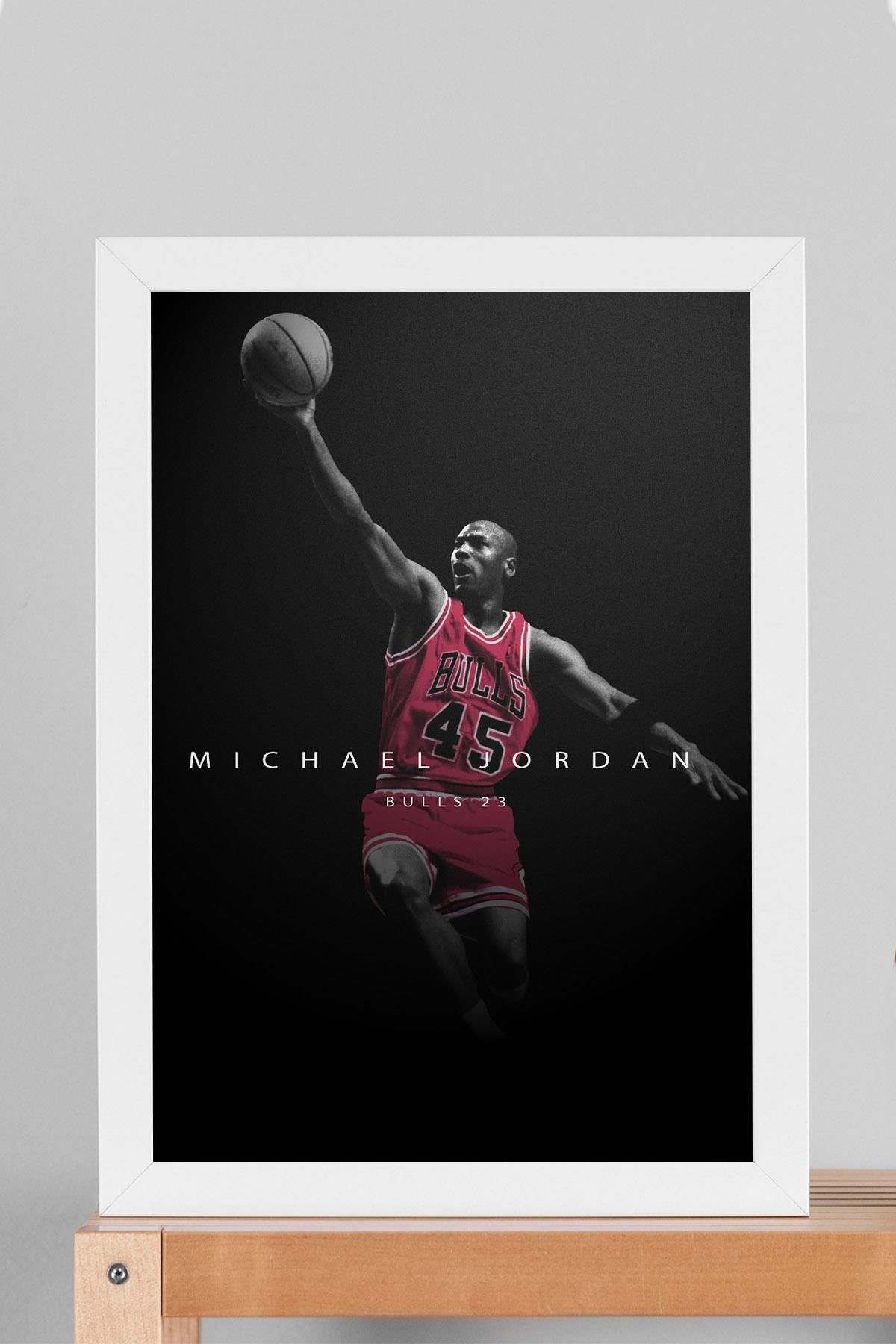 Saturn Michael Jordan Çerçeveli Tablo - Chicago Bulls NBA Posteri Tablo