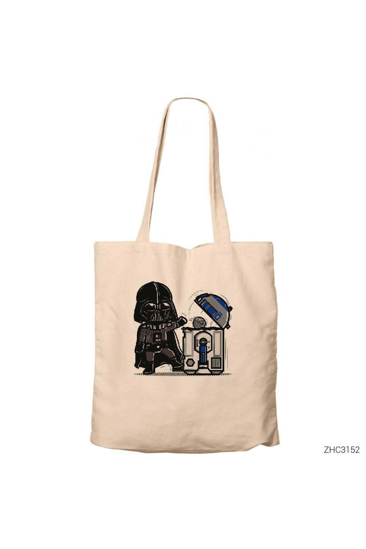 Z zepplin-Darth Vader R2D2 Trashcan Cremă Geantă de pânză cu fermoar Gabardine 1