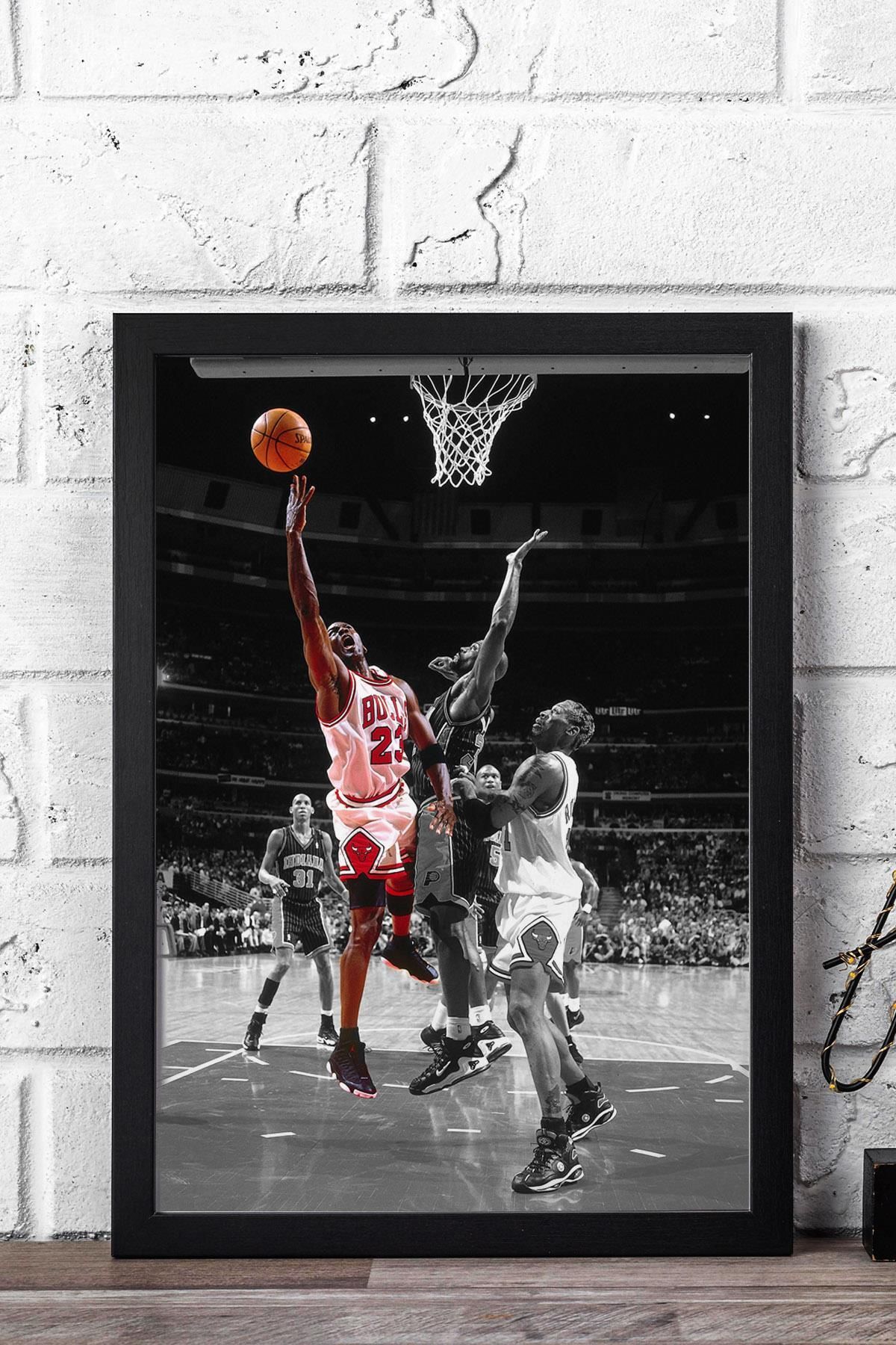 Saturn Michael Jordan Çerçeveli Tablo - Basketbol NBA Posteri Tablo