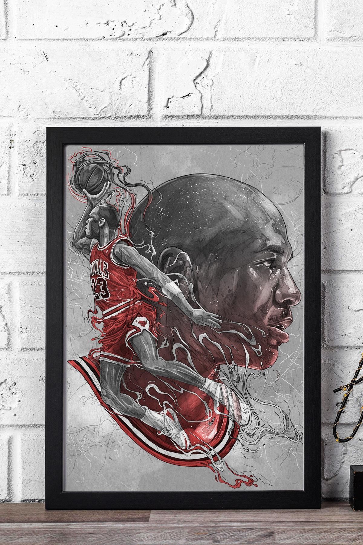 Saturn Michael Jordan Çerçeveli Tablo - Basketbol NBA Posteri Tablo
