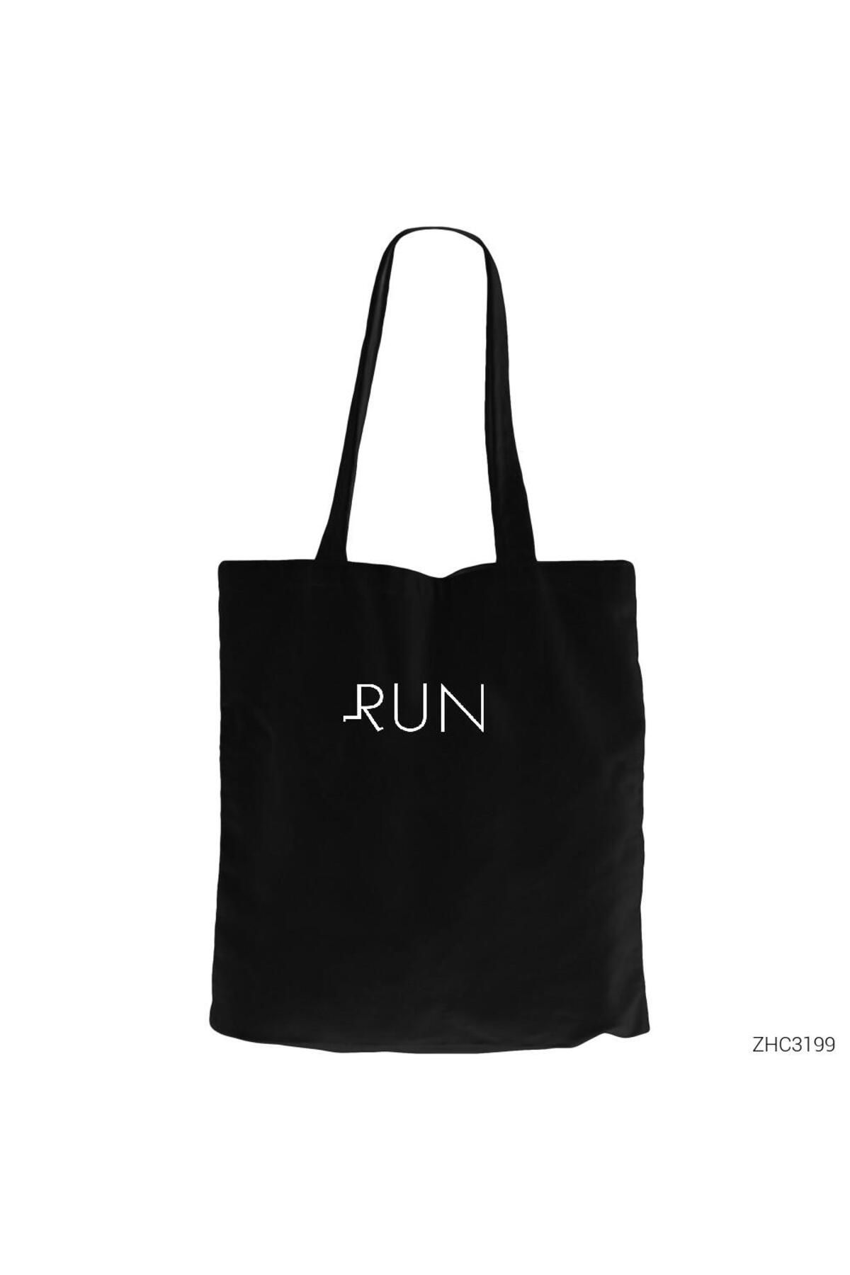 Z zepplin Run Siyah Fermuarlı Bez Çanta Gabardin