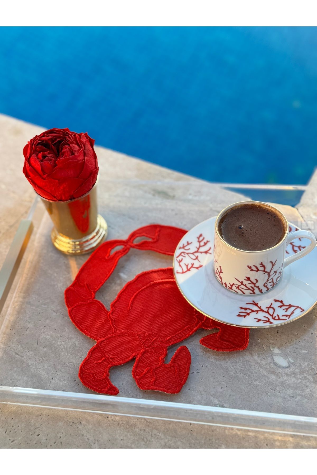 Matis Home Line Yengeç Kırmızı 2'li Bardak Altlığı