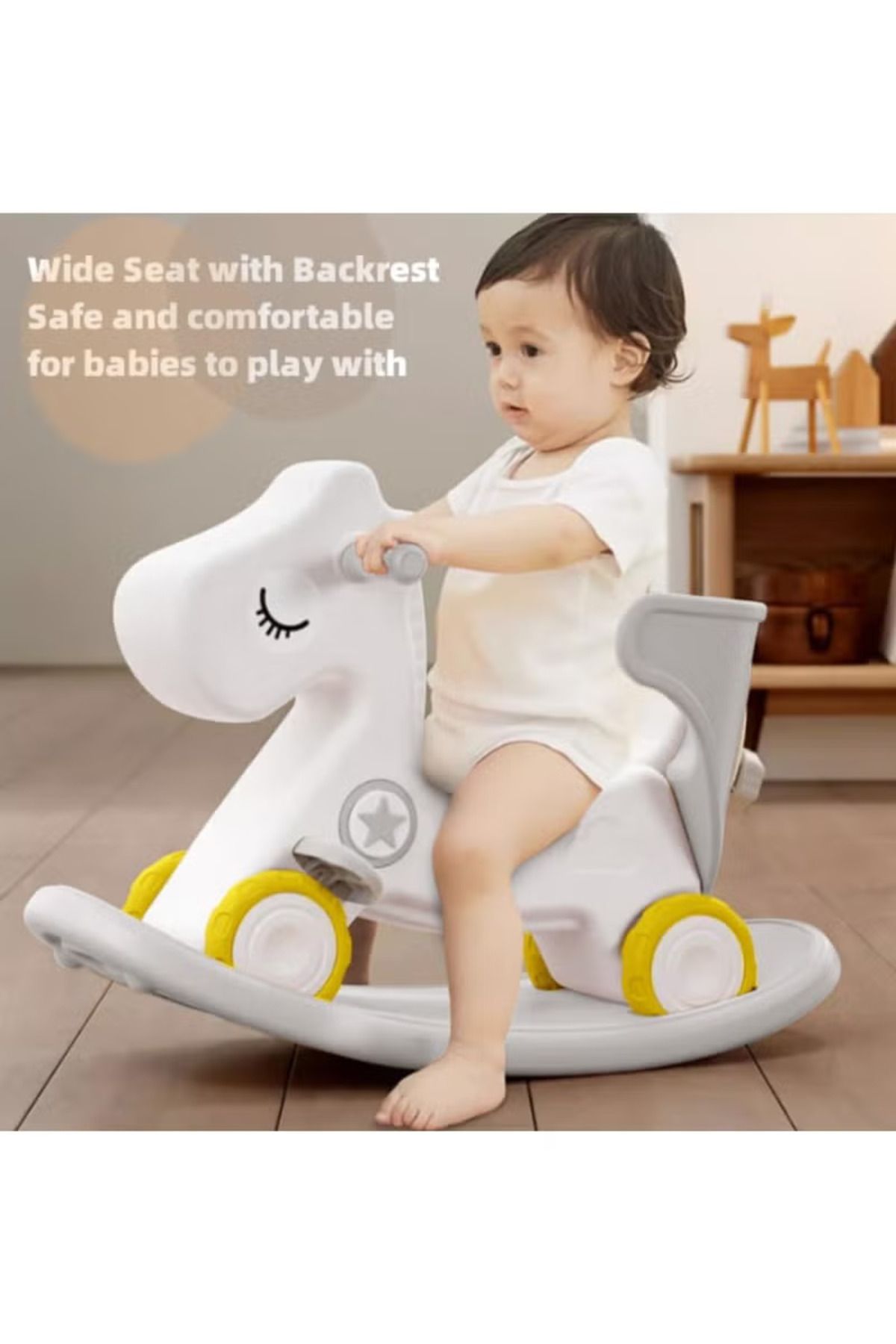 FULLJOY-Rocking Horse with Backrest for Toddlers with Detachable Balance Board and Footrest 3 in 1 3