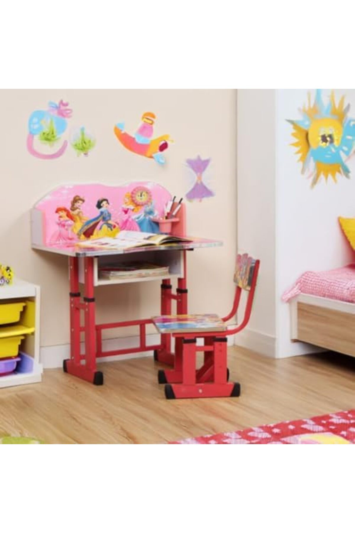 AGD-Adjustable Height Kids Study Table Set (Pink) 8