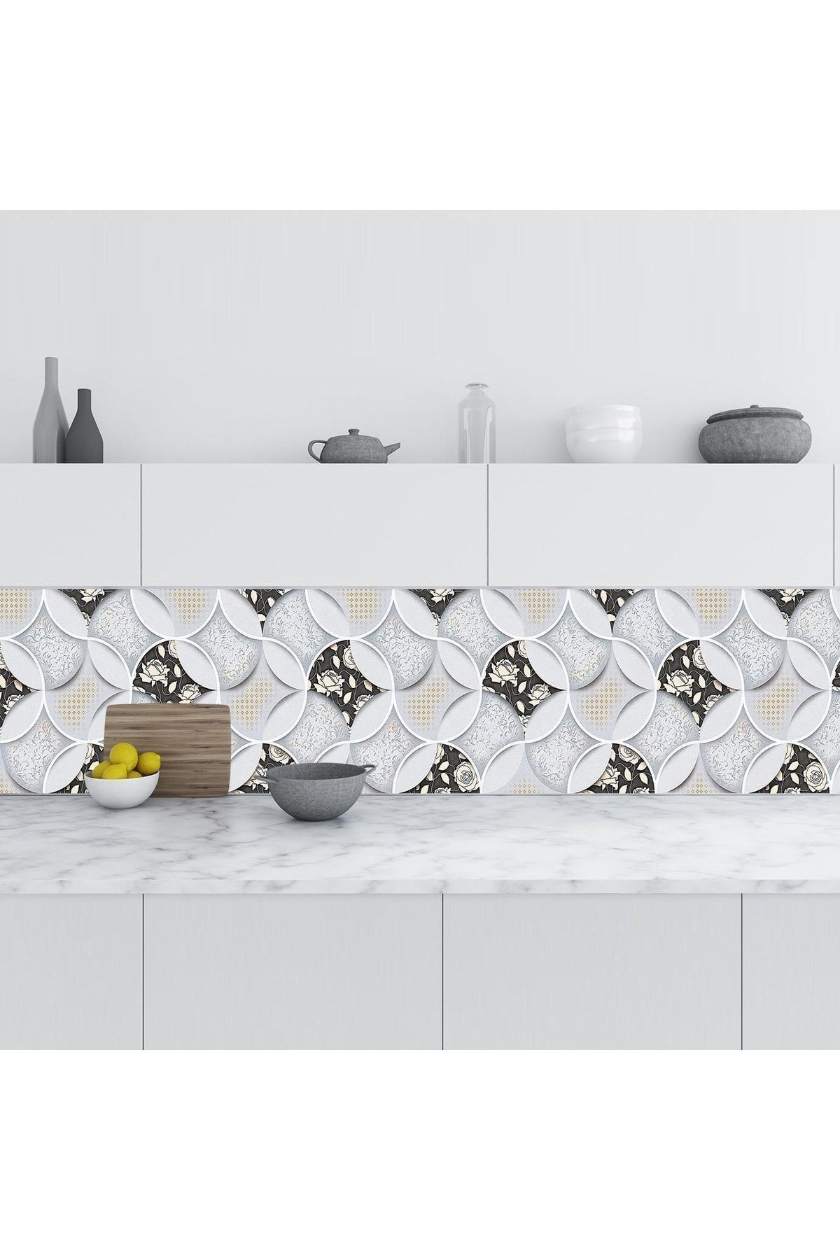 Rabadon Foaie De Folie Adezivă Pentru Blat De Bucătărie, Model De Marmură, Autocolant De Acoperire Pentru Faianță 60 Cm X 100 Cm - 60 x 100