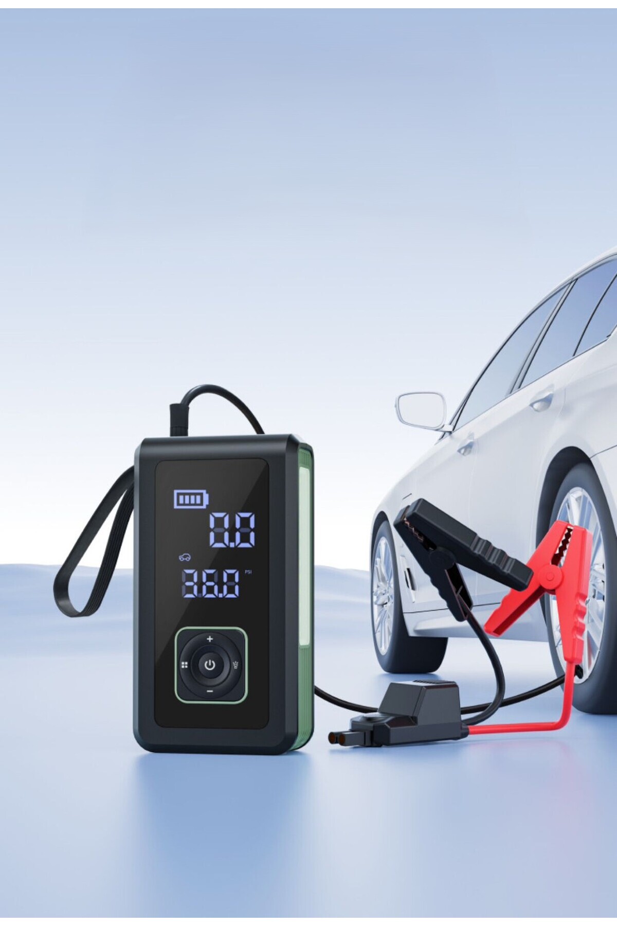 MATECHNO Şarjlı Taşınabilir Çantalı Araç Akü Şarj Takviyeli Göstergeli Işıklı Hava Kompresörü Powerbank Şarj