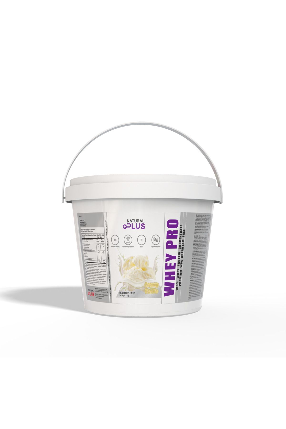 Natural Plus Whey Pro 4 Kg - 100% Whey Protein Concentrate, Creamy Vanilla Flavour - One Size