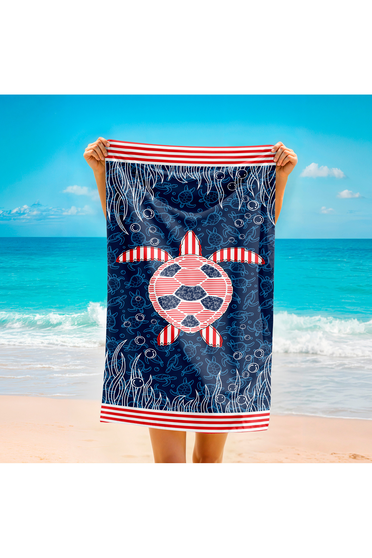 Home-3D Digital Turtle Pattern Beach Towel 1